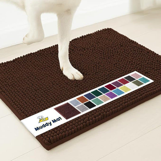 Muddy Mat® | Super Absorbent Door Mat Indoor, Microfiber Quick Dry Chenille Entryway Rug, Non-Slip Front Door Mat, Indoor Mats for Entryway, Machine Washable Pet Rug, Brown 24"x36"