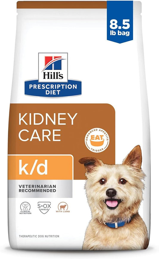 Hill's Prescription Diet k/d Kidney Care with Lamb Dry Dog Food, Veterinary Diet, 8.5 lb. Bag