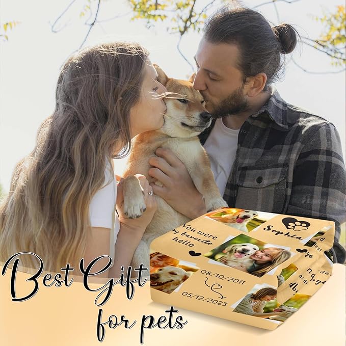 Personalized Pet Memorial Gifts, Custom Throw Blanket with Pet Photo & Name, Customized Pet Memorial Gifts for Loss of Dog Cat, Puppy Bereavement/Passing Away Gifts, Remembrance Gift for Dog Mom Dad