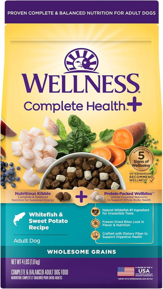 Wellness Complete Health+ Dry Dog Whitefish & Sweet Potato Recipe (4 Pound Bag)