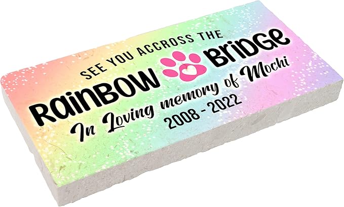 Personalized Pet Memorial Stone, 6x12 Custom Limestone Pet Grave Markers as Keepsake or Pet Remembrance, Thoughtful Pet Loss Gifts for Bereaved Pet Owners, Personalized Memorial Gifts (Mochi)