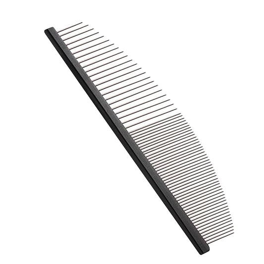 6.5 Inch Professional Crescent Coarse Grooming Pet Comb Lightweight Wide/Fine Tooth Butter Comb for Dogs & Cats Removing Tangles, Knots,Flea,Undercoat,and Excess Hair, Rounded Corners Design for Safe