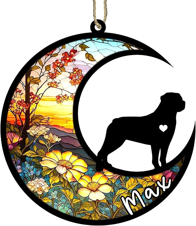 Personalized Dog Memorial, Custom Name Rottweiler (Tan) Dog Christmas Ornament with Name, Custom Breeds, Pet Loss Light Catcher, Gifts for Lovers Loss of Pet Sympathy on Mothers Day Christmas