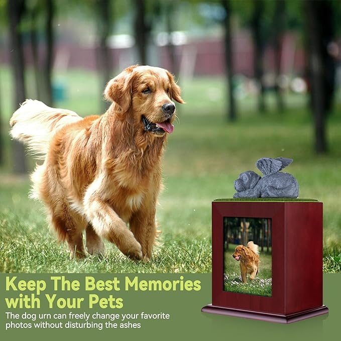 NEWDREAM Pet Cremation Urns pet urns for Large Dogs Ashes Dog Ashes Urn, Box for Dog Ashes, Pet Ashes Photo Box,Ash Box for Dogs, Wood Keepsake Memorial Urns (Dog)