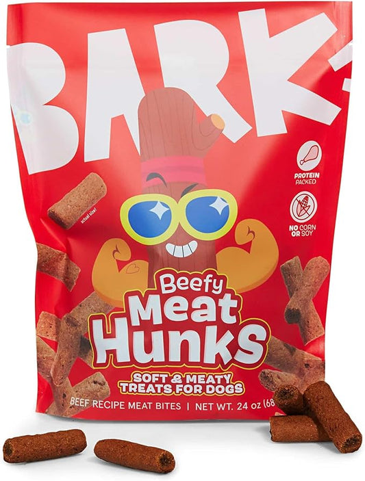Barkbox Beefy Meat Hunks - Savory Beef Recipe with Protein-Packed Goodness, No Corn or Soy - 24oz Bag