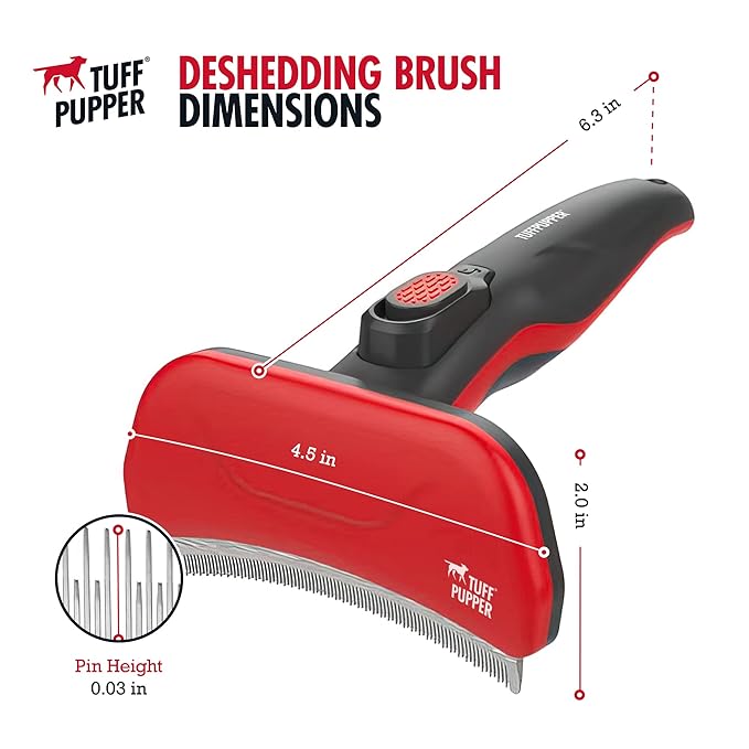 Tuff Pupper Self Cleaning Slicker Brush For Dogs & Cats | One Button Auto Clean | Ultimate Pet Brush for Removing Loose Fur | Reduces Shedding by up to 95% | Deshedding Tool for Poodles & Curly Hair