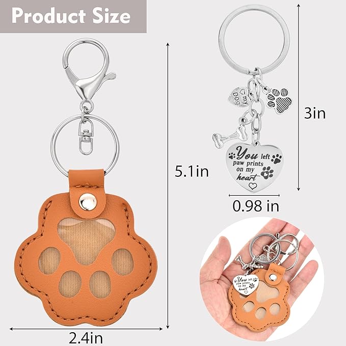 Dog Memorial Gifts for Loss of Dog – 6 PCS Pet Keepsake Keychain Set with Fur Capsule, Engraved Quotes & Gift Box – Sympathy Gift for Pet Loss, In Memory of a Beloved Pet