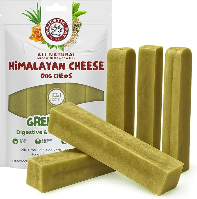 Majestic Pet Himalayan All-Natural Cheese Dog Chews - Long Lasting Dental Chew for Dogs - Healthy Pet Treats with Beneficial Ingredients (Digestive & Immune Support, Large, 5 Pack)