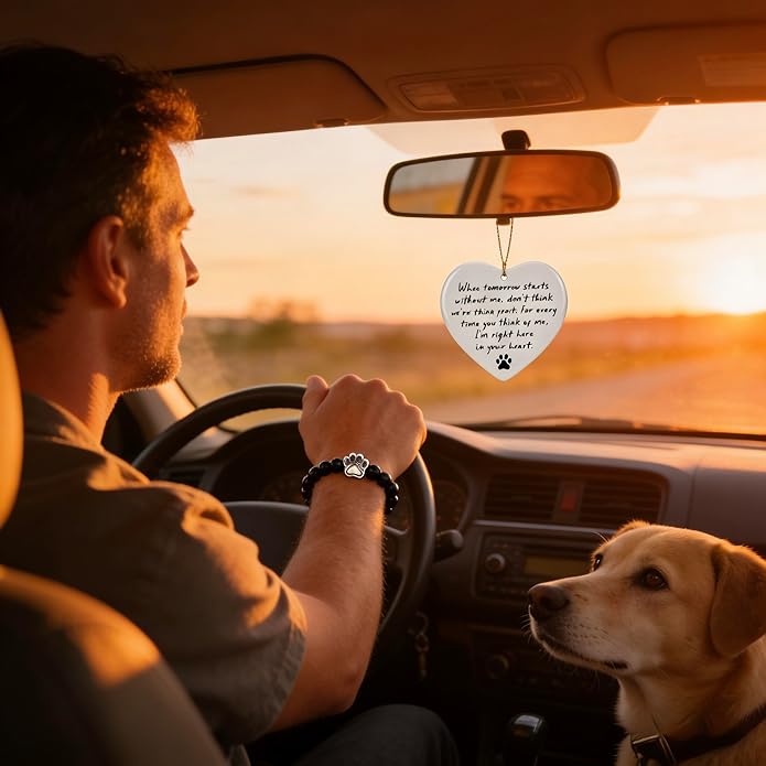LINGYUAN Pet Memorial Gifts for Dogs Cats, Pet Memorial Bracelet, Remembrance Pet Loss Sympathy Gift for Cat Dog Lovers, Bereavement Gifts for Loss of Pet