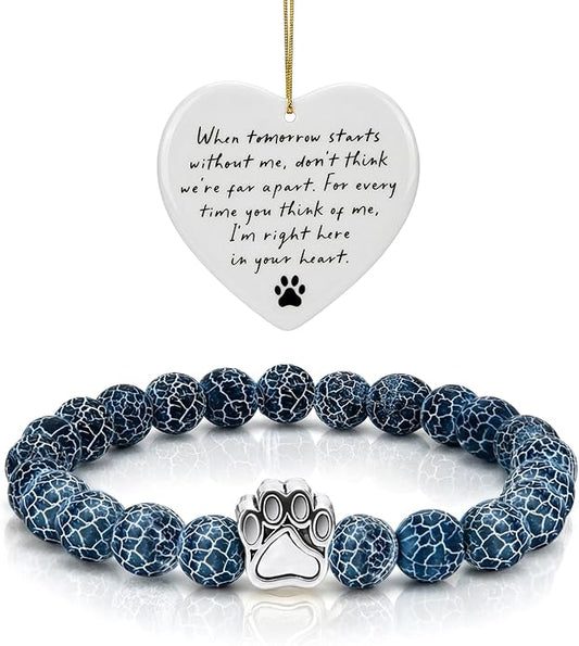 LINGYUAN Pet Memorial Gifts for Dogs Cats, Pet Memorial Bracelet, Remembrance Pet Loss Sympathy Gift for Cat Dog Lovers, Bereavement Gifts for Loss of Pet