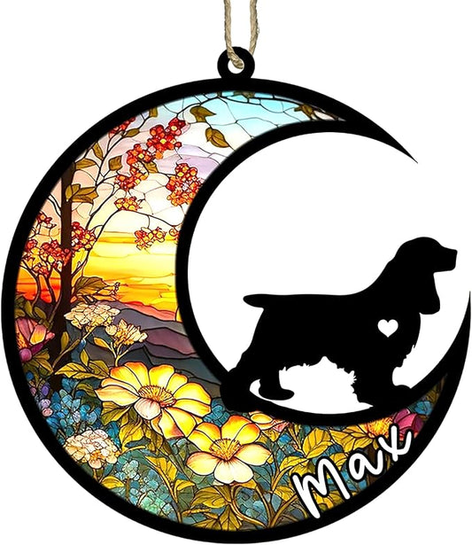 Personalized Dog Memorial, Custom Name Cocker Spaniel Dog Christmas Ornament with Name, Custom Breeds, Pet Loss Light Catcher, Gifts for Lovers Loss of Pet Sympathy on Mothers Day Christmas