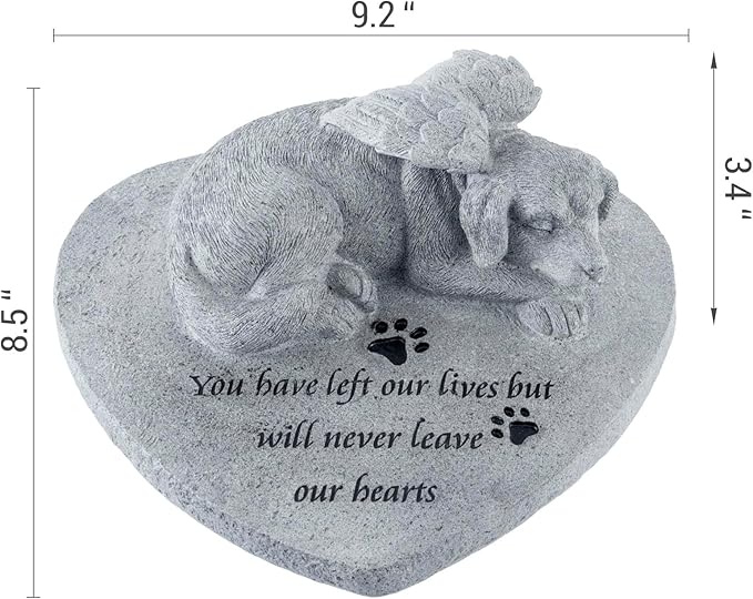 MyGift 9 Inch Resin Pet Memorial Garden Stone, Dog Loss Sympathy Remembrance Gift with Dog Angel Sculpture, in Loving Memory Plaque for Dog Lovers & Dog Mom