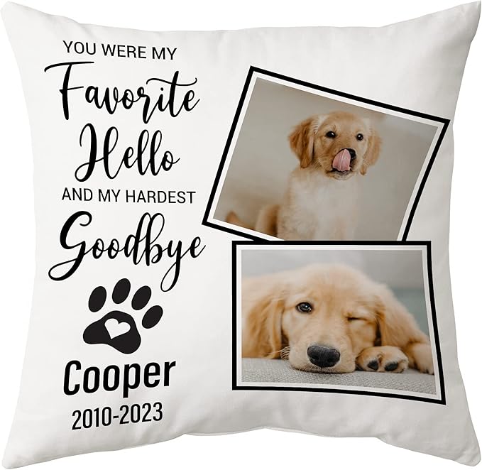Hyturtle Personalized Pet Photo Memorial Pillow with Insert 12"x12" Double-Sided Printed Sympathy Gifts for Loss of Dog - Dog Remembrance Gifts - Custom Pet Picture Memorial Gifts - Home Decor Pillow