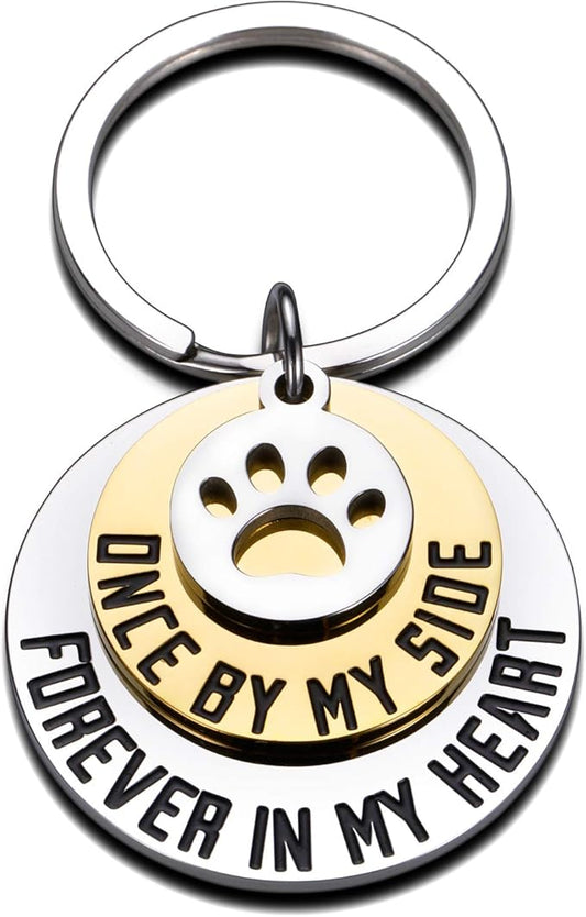 Dog Cat Pet Memorial Gifts Keychain for Pet Lover Remembrance Jewelry gifts for Loss of Pet Sympathy Condolences Dog Remembrance Gifts Men Women Pet Owner Once by My Side Keepsake Key Ring