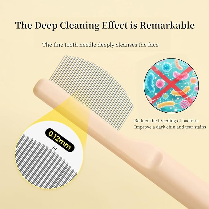 2 Pack Stainless Steel Dog Eye Comb - Small Design for Pet Facial & Paw Grooming, Round-Tip Arc Teeth, ABS Handle, Puppy Flea Brush, Fit Yorkie, Shih Tzu, Maltese Maltipoo Pomeranian