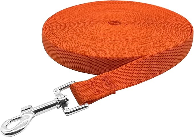 Nylon Training Dog Leash for Small Medium Large Dogs, 15ft 20ft 30ft 50ft Long Leash Dog/Puppy Lead for Obedience Recall Training, Camping (15ft, Orange)