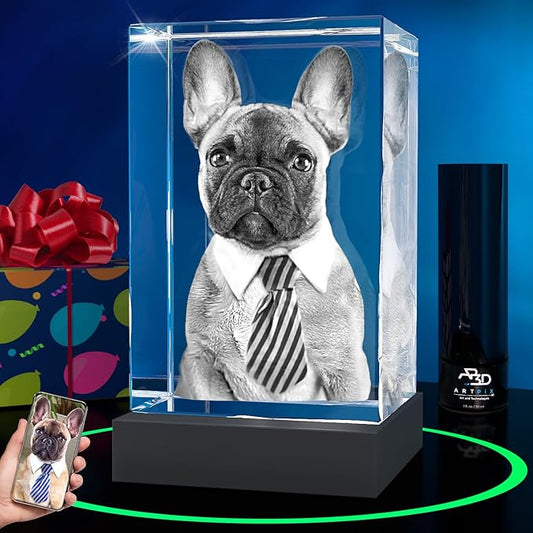 ArtPix 3D Premium Crystal Photo, Personalized Dog Memorial Gifts with Your Own Photo for Dog Lovers, Pet Owners, 3D Laser Etched Picture, Engraved Crystal in Memory of Dog, Customized Gifts