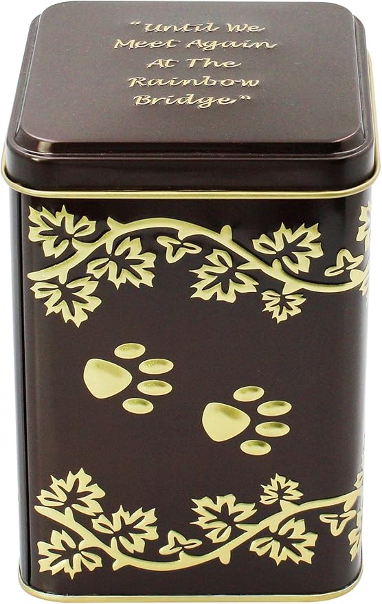 Small Rainbow Bridge Paw Print Economy Pet Cremation Urn Tin - 22 Cubic Inch Capacity for a Pet Weighing up to 20 Pounds - Pet Memorial Urn Tin for Ashes