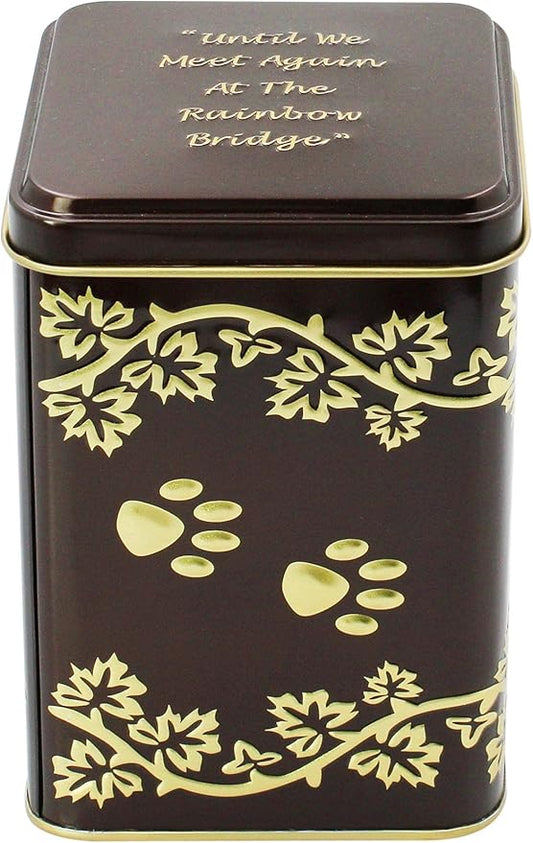 Small Rainbow Bridge Paw Print Economy Pet Cremation Urn Tin - 22 Cubic Inch Capacity for a Pet Weighing up to 20 Pounds - Pet Memorial Urn Tin for Ashes
