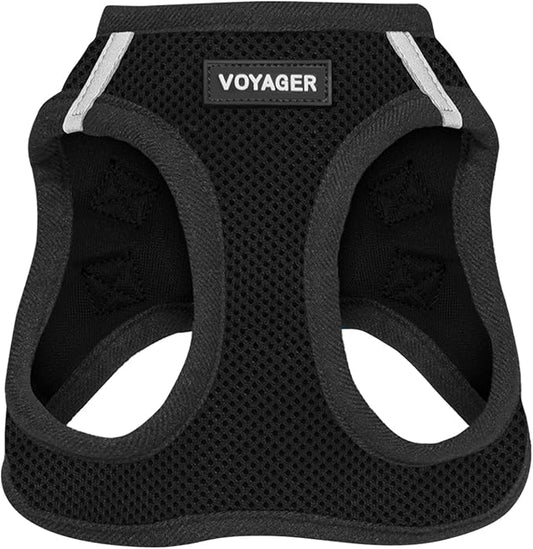 Best Pet Supplies Voyager Step-in Air Harness - All Weather Mesh, Reflective, No Pull Harness for Dogs, Cats - Secure with Hook & Loop Fastener, Buckle, Double D-Rings - Black, S