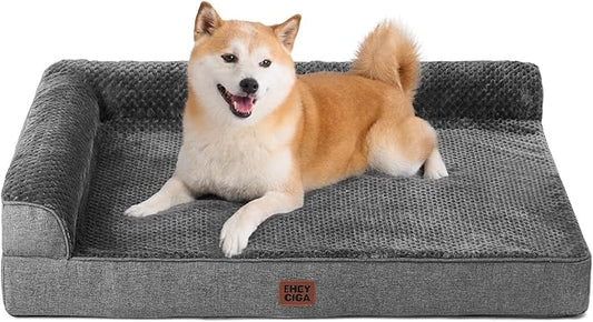 EHEYCIGA Memory Foam Dog Bed Large Size Dogs, Orthopedic Dog Bed Large with Washable Removable Cover, Waterproof Pet Sofa Couch with Nonskid Bottom, 36x27x6, Dark Grey