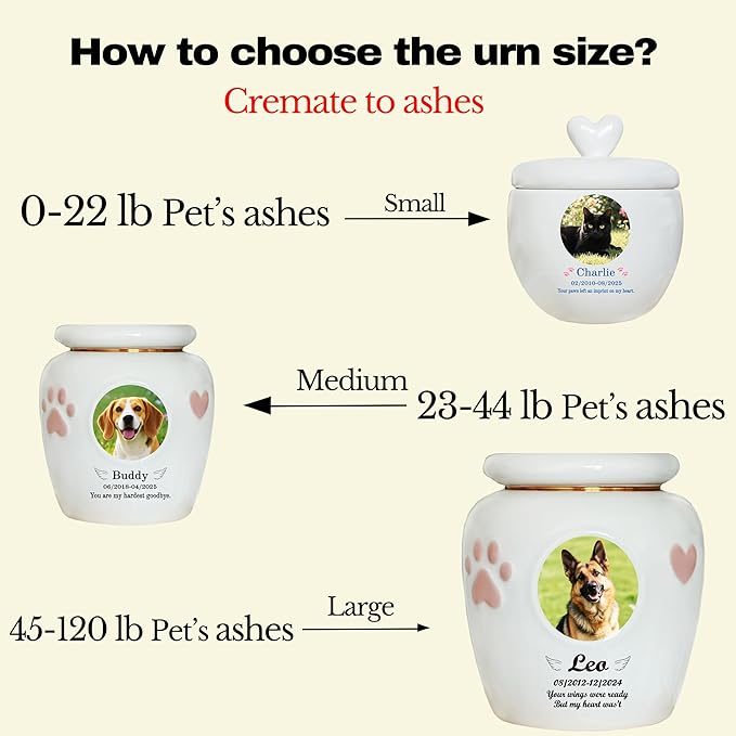 Personalized Pet Urn,Pet Urns for Dogs Cats,Pet Cremation Urn,Urns for Pet Ashes,Ceramic Urn,Dog cat Bird Rabbit urn,pet Loss, Handmade Custom. (Medium,Suitable Ashes ≤44 lb (not Bones))