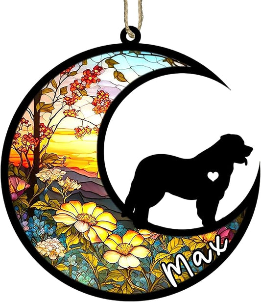Personalized Dog Memorial, Custom Name Leonberger Dog Christmas Ornament with Name, Custom Breeds, Pet Loss Light Catcher, Gifts for Lovers Loss of Pet Sympathy on Mothers Day Christmas