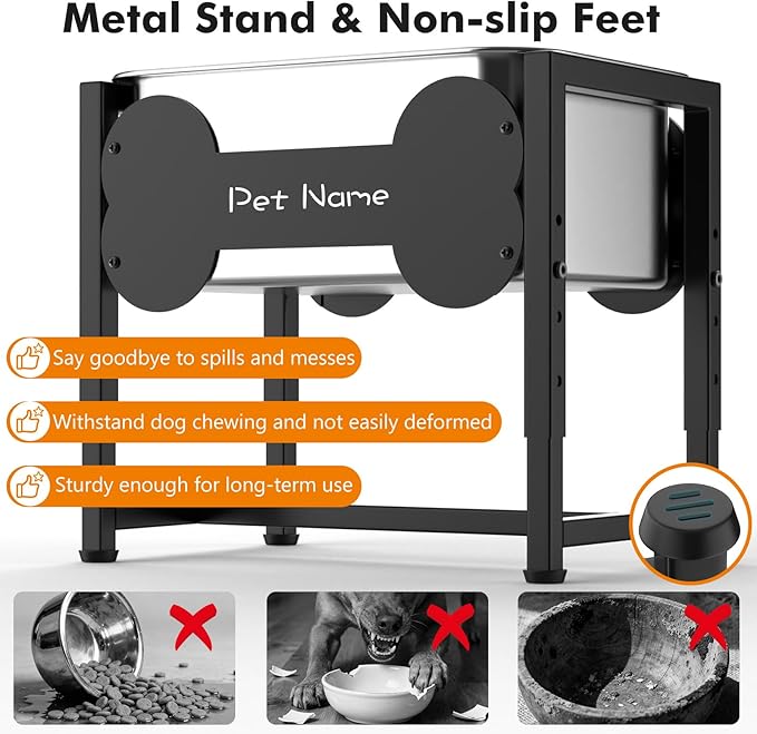 Elevated Dog Bowl, 2.4 Gallon Adjustable Stainless Steel Water Bowl for Large Breed, Dog Water Feeder, Pet Feeder with Full Metal Stand for Relief Joint Pressure, Easy Clean, Indoor Outdoor Use