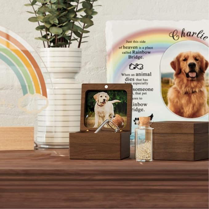 iDIY Personalized Dog Memorial Gifts for Loss of Dog - Pet Memorial Gifts for Dogs, Pet Hair Ashes Keepsake Box, Wooden Pet Fur Memorial Box, Pet Loss Sympathy Gift for Dogs Cats
