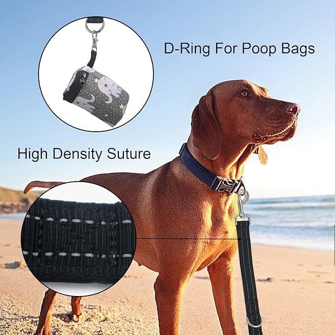 Thick Dual Padded Handle for Dog Training Control, 18 Inches Traffic Dog Leash Short with Reflective Stitching, Heavy Duty Short Hand for Small to Strong Sized Dogs Training Leash Black 1.5FT