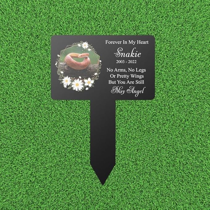 Personalized Snake Memorial Stake Custom Snake Photo Forever In My Heart Metal 12x12 inch Pet Grave Marker Snake Loss Gift Sympathy Gift for Snake Lover (Style 16)