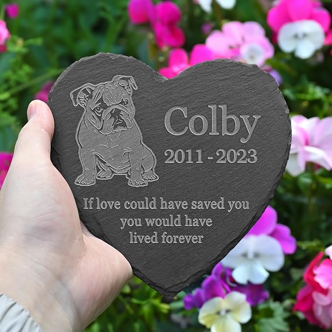 Personalized Bulldog Memorial, Bulldog Memorial Stone, Loss of Bulldog, Bulldog Keepsake, in Memory of Bulldog