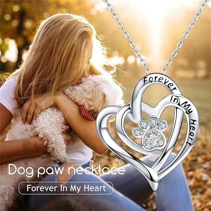 Cynlsum Dog Memorial Gifts Remembrance Necklace: Loss of Dog Sympathy Gift Heart Shape Pet Necklace for Women Pet Lovers Puppy Bereavement Gift Keepsake Passing Away Gifts