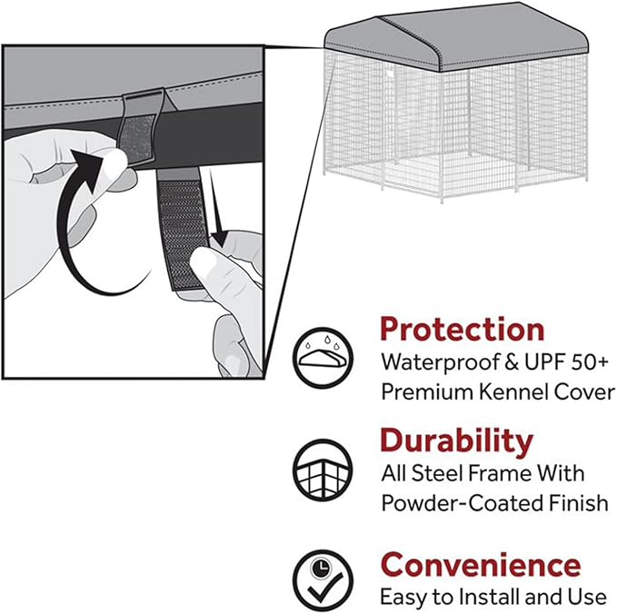 Lucky Dog Stay Series Studio Jr. Kennel – Premium Design, Waterproof and UPF 50+ Canopy Cover, All-Steel Frame, 4'W x 4'L x 4'4"H, Steel Grey