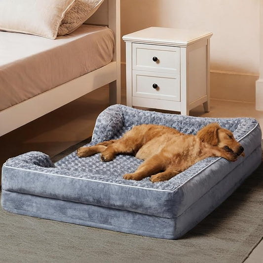 WNPETHOME Dog Beds for Large Sized Dogs, Washable Orthopedic Dog Couch Sofa Bed with Waterproof Lining & Non-Skid Bottom for Pet Sleeping