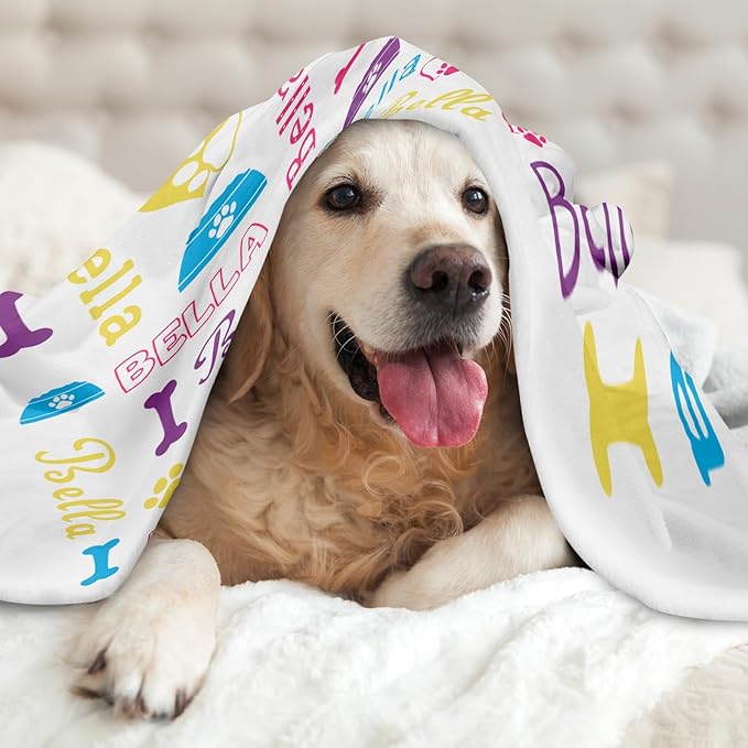 Custom Pet Blanket, Personalized Dog Blanket with Name, Customized Soft Flannel Blanket Gift for Pet Lover, Birthday, for Pet Animal Women Men Dog Lovers Memorial Gift