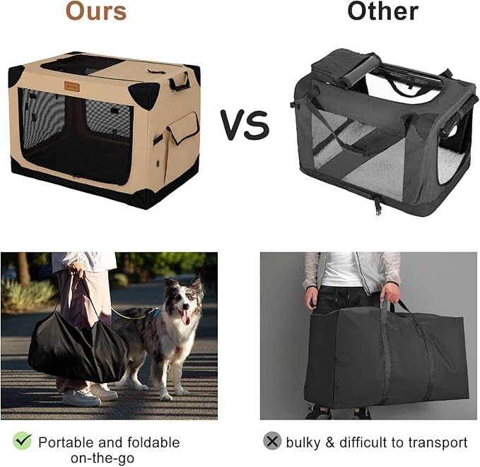 Soft Dog Crate for Medium Dogs, 4-Door Foldable Collapsible Dog Crate with Soft Sides, Indoor & Outdoor Travel Dog Kennel
