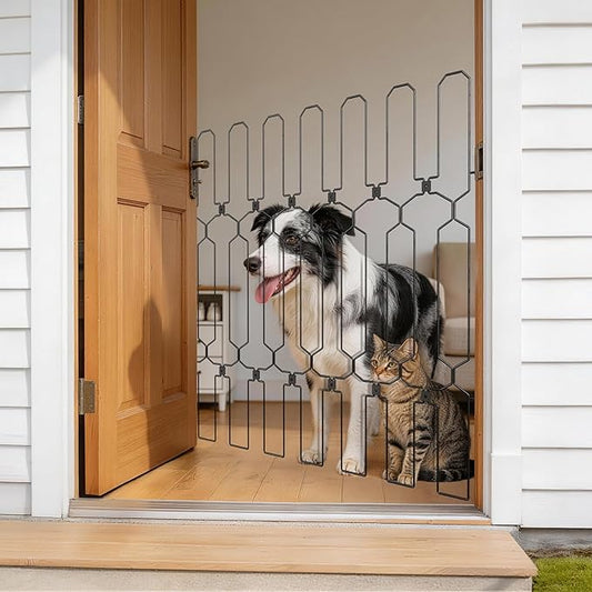 Retractable Dog Gate for Front Door, 35" Safety Metal Pet Gate for Dogs When Opening, Easy Install Front Entry Dog Door Barrier