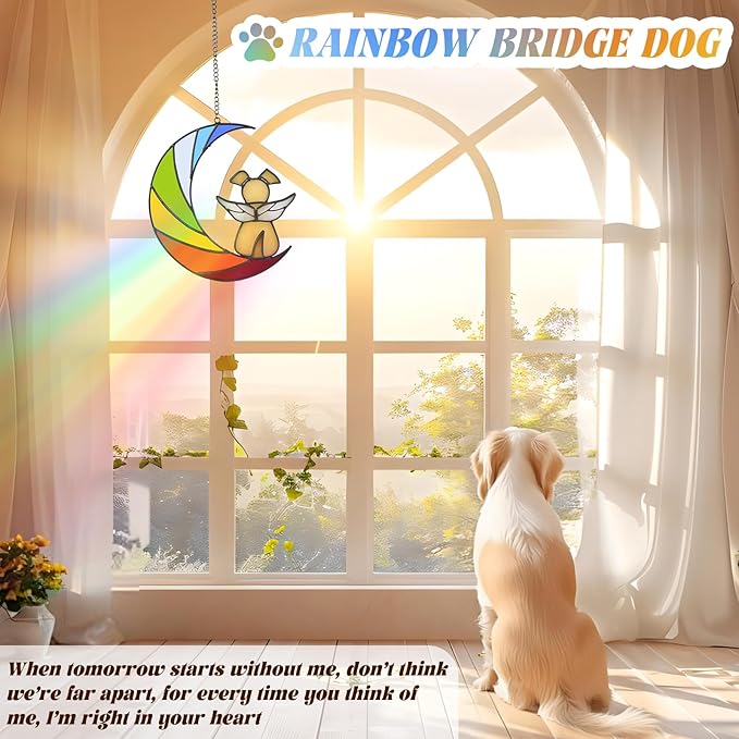 Stained Glass Dog Memorial Gifts for Loss of Dog, Rainbow Bridge Dog Memorial Gifts for Dogs, Pet Memorial Loss Sympathy Gift, Loss of Dog Sympahty Gift, Dog Bereavement Gift, Dog Passing Away Gift