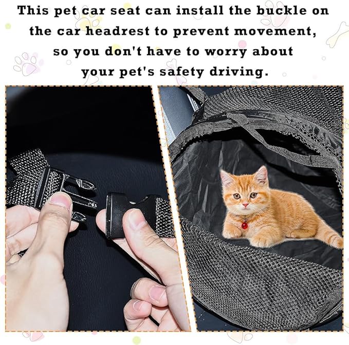 Puppy Dog Crate for Car Travel, Car Seat Portable Kennel for Small Dogs Cat, 23 Inchs Small Pet Crate, Foldable Pet Cage Carrier, Lightweight Sturdy Oxford Breathable Mesh Easy Install (Black)