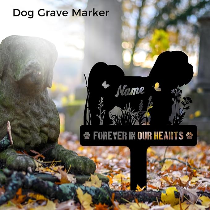 Custom Lhasa Apso Lhasa Dog Memorial Stake, Personalized Dog Grave Marker, Metal Pet Tombstone, Outdoor Sympathy Sign for Garden Yard Decor, Pet Loss Gift