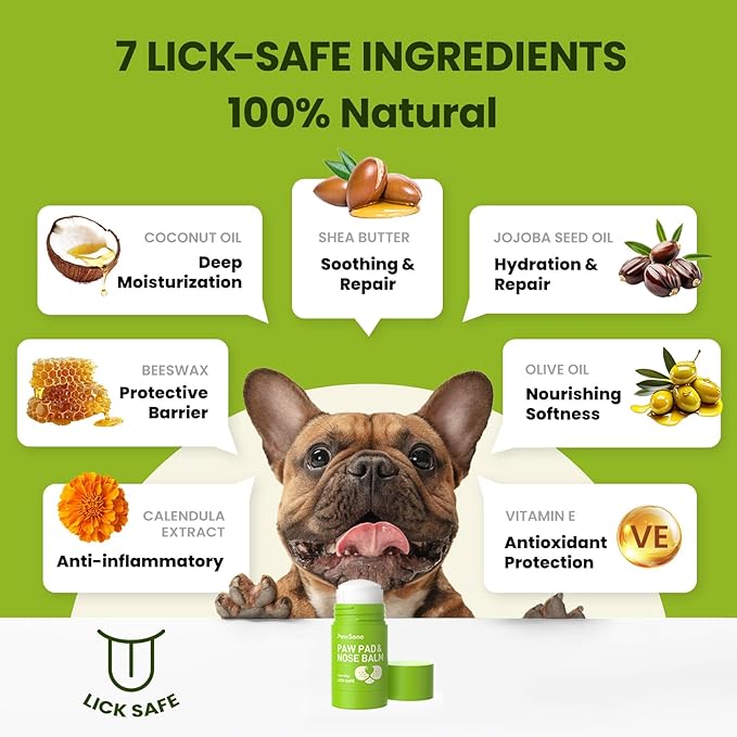 Lick-Safe Dog Paw & Nose Balm with Coconut Oil | All-Natural Moisturizer & Soother for Dry, Cracked Pads & Snout | Heat & Cold Pavement Protection Wax | Horse Hoof, Joint Care, 1.3 oz (36g)