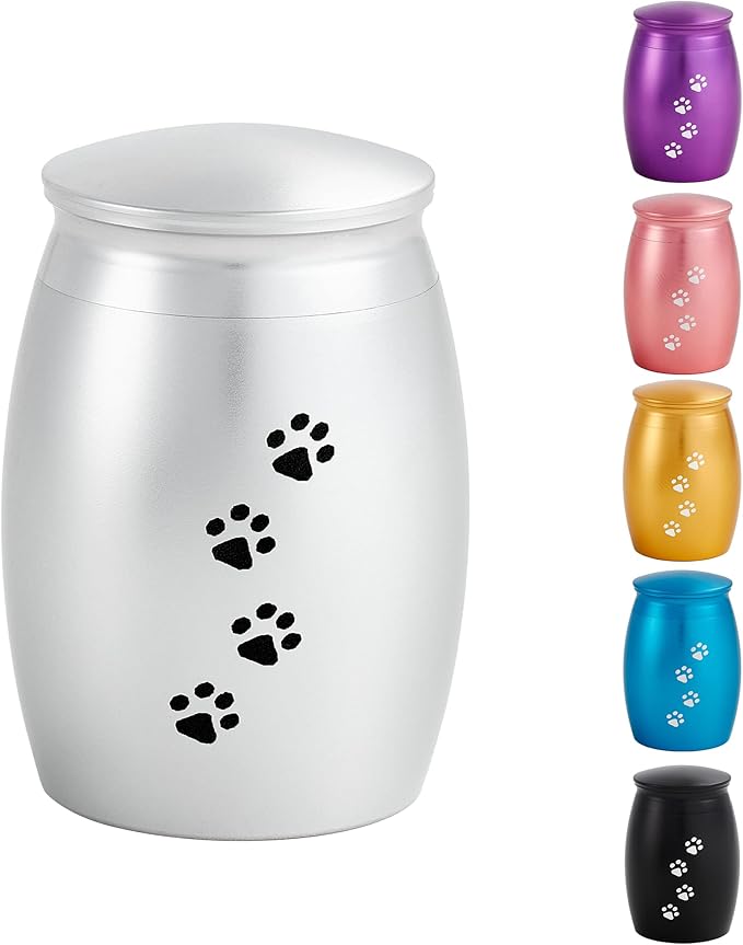 2.67 Inches Small Keepsake Urns for Dog Ashes,Mini Cremation Tiny Urn for Memorial Dog or Cats Pet Ashes with Paw Print