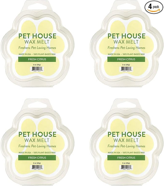 Pet House Fresh Citrus Wax Melts - Long-Lasting Scented Wax Melts Plant Based, Pet Friendly Pack of 4