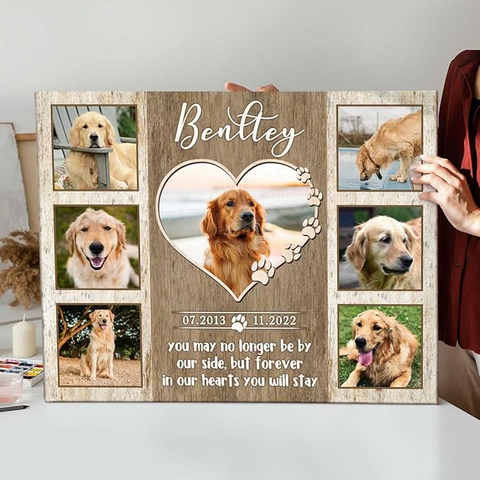 Benicee Shop Custom Pet Memorial Photo Collage Canvas, Gifts With Your Pet Picture, In Memory Of Pets, Dog Memorial Photo Collage Canvas, Dog Loss Gifts