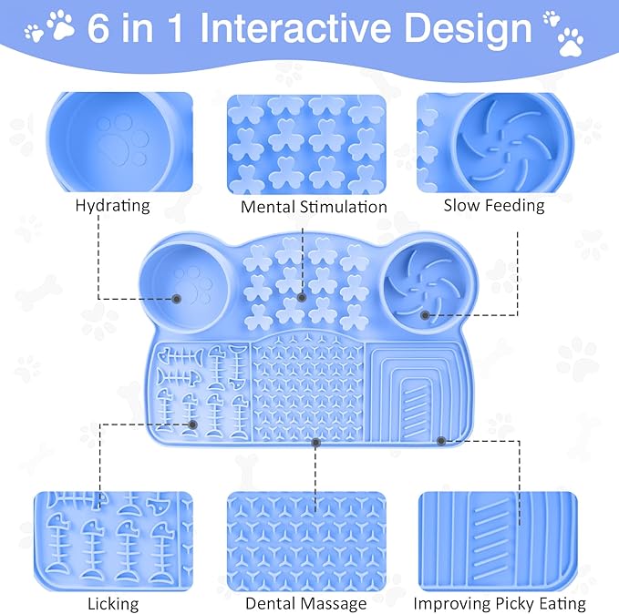 Dog Slow Feeder Bowl, 15 * 9.7inchs Unsinkable Slow Feeder Dog Bowls, Food Safe Silicone Slow Feed Dog Bowl, Fun Design Easy Clean Slow Feeder for Small Breed & Large Breed Dogs