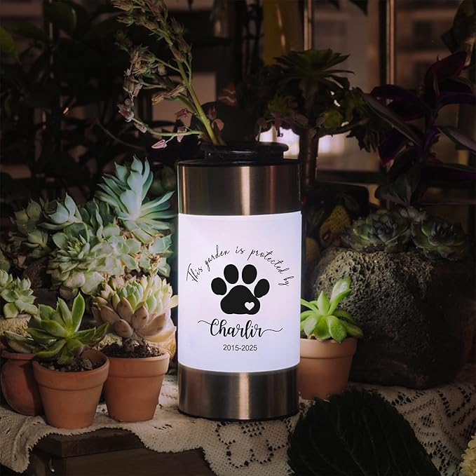 CALLIE Dog Memorial Gifts Personalized Garden Pawprint Solar Light - Custom Name Text and Year Garden Decoration Pet Loss Sympathy Gift