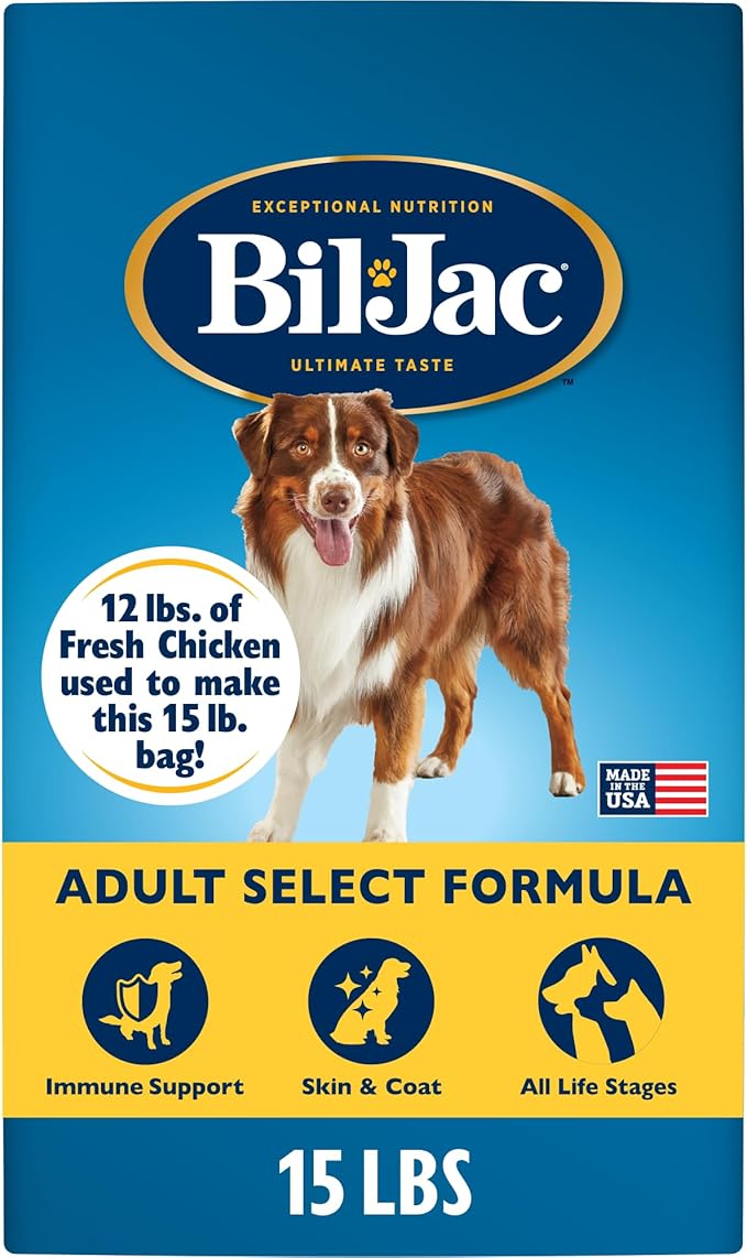 Bil-Jac Adult Select Dry Dog Food, Fresh Chicken Recipe, 15 lb Bag