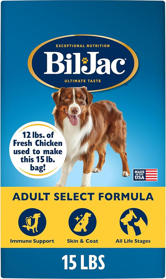 Bil-Jac Adult Select Dry Dog Food, Fresh Chicken Recipe, 15 lb Bag