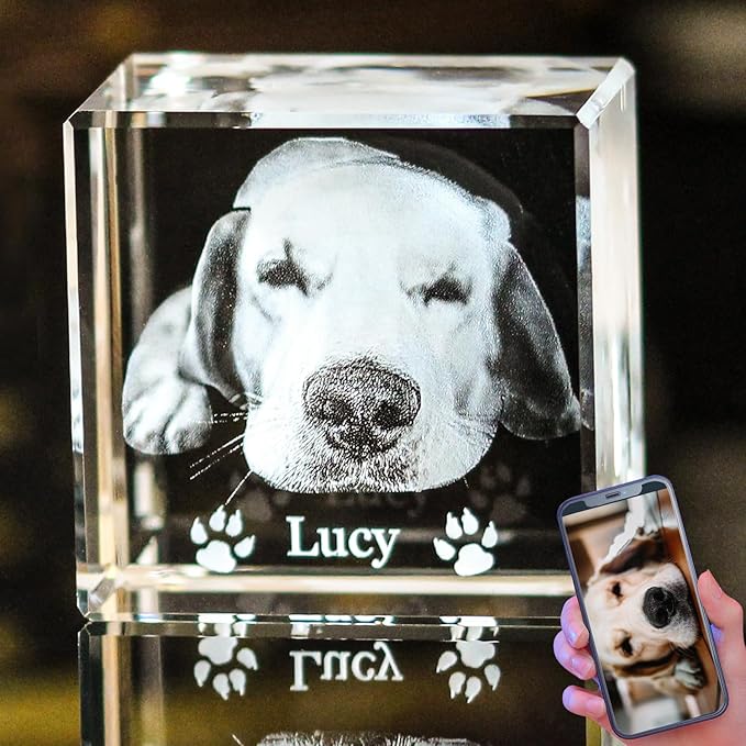 3D Crystal Photo,Pet Memorial Gifts for Dogs,Cats,Animal Customized Gift,Personalized Dog Memorial Gift, Customized Pet Gifts,Personalized Photo Gifts